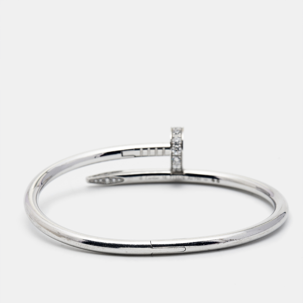CARTIER Juste Un Clou Diamonds 18k White Gold Bracelet 16 - Picture 3 of 6